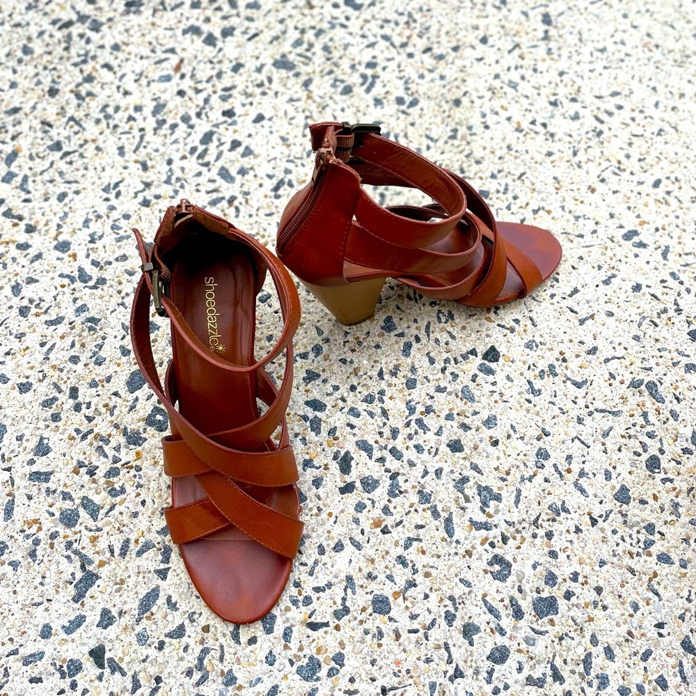 Brown Sandals with a chunky heel